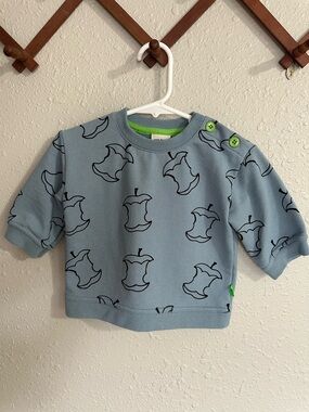 12-18m Mon Coeur Blue Apple-Core Non-Toxic Print Sweatshirt